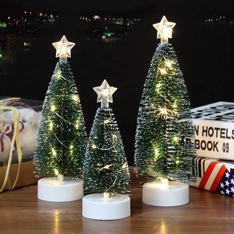 1 Set of 3 Artificial Christmas Trees in Large, LED Wire Light Trees,Christmas Holiday Decorations,Scene Arrangement Accessories