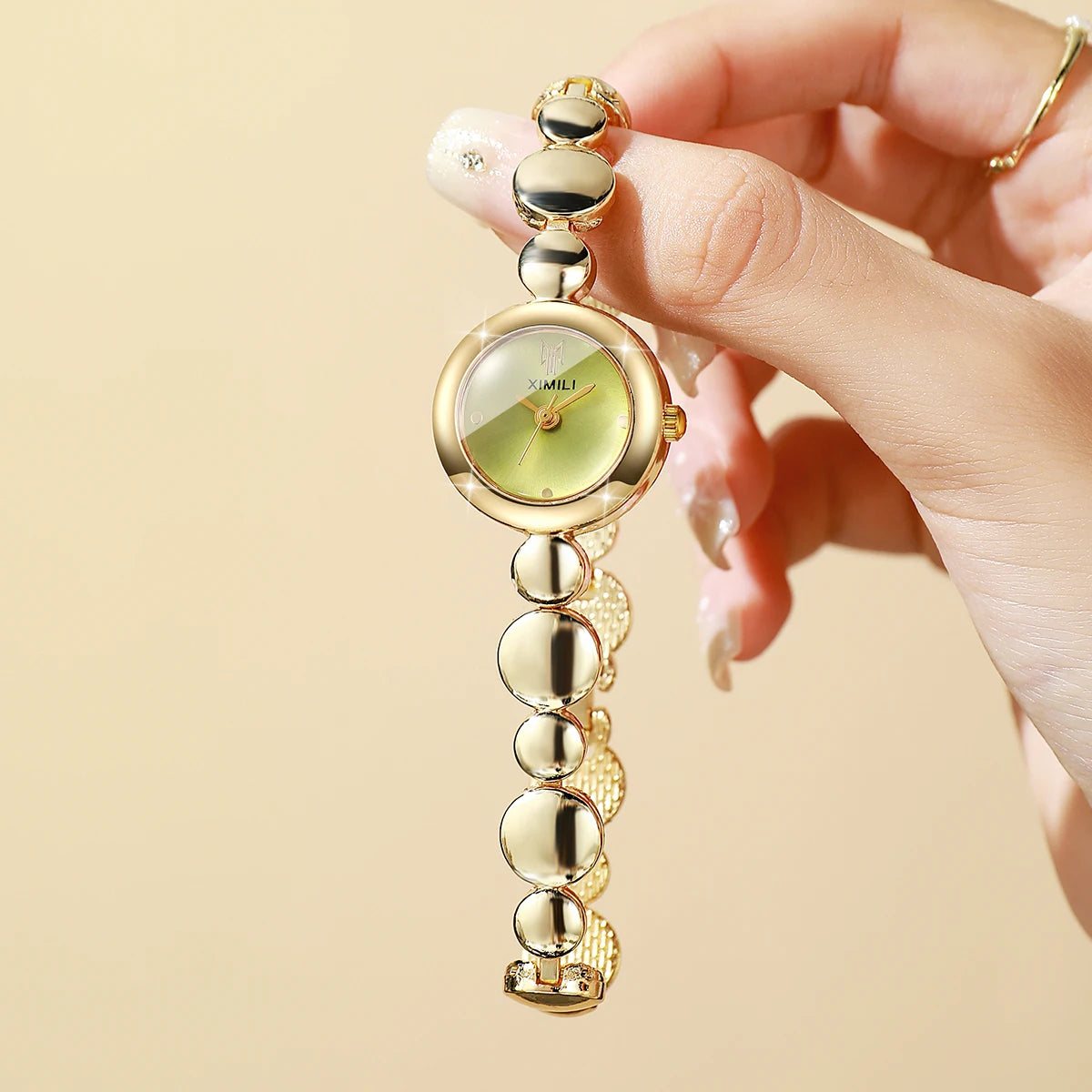 Luxury Gold Bracelet Strap Women Watches Elegant Round Dial Ladies Dress Quartz Wristwatch Clock Relogio Feminino（Without Box）