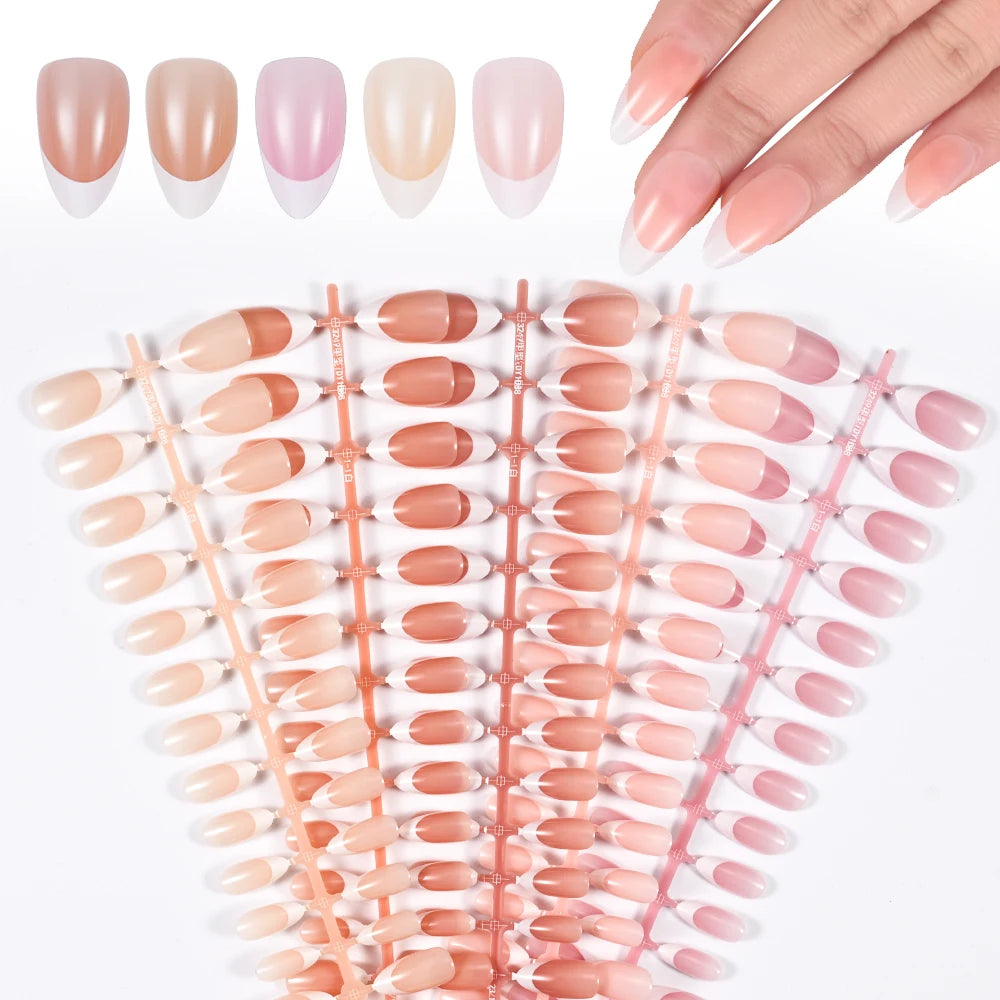150/120/100Pcs French Almond Press On Nails أظافر لاصقة فرنسية لوزية – 100 / 120 / 150 قطعة