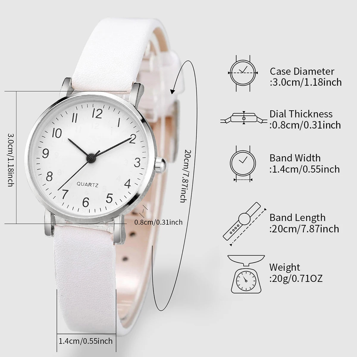 3PCS/Set Women Watches Fashion Small Arabic Dial Ladies Quartz Watch Leather Band Wristwatches Jewelry Set（Without Box）