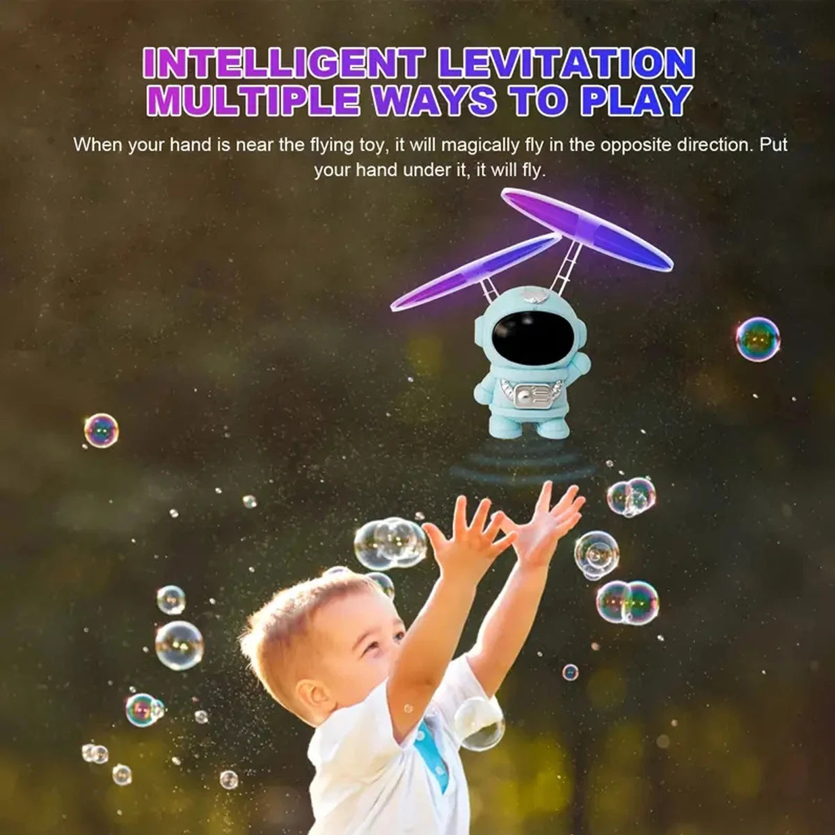 Mini Astronaut Drone Cartoon Spaceman Flying Robot Toys with USB Charging Hand Control Helicopter Toys for Kids Xmas Gift