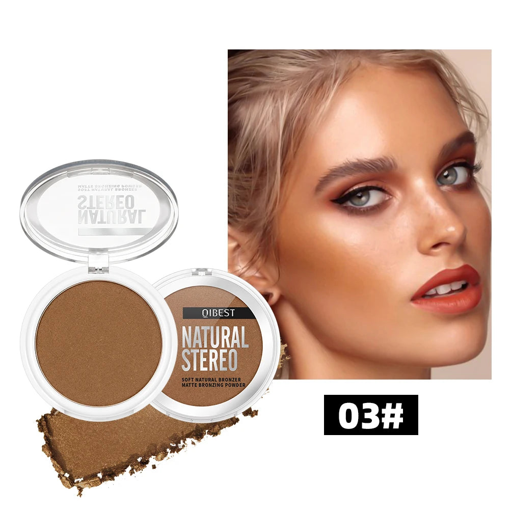 QIBEST Face Bronzer Makeup Contour Shading Powder Trimming Powder Cosmetic Face Concealer Highlighter Bronzer Palette For Women