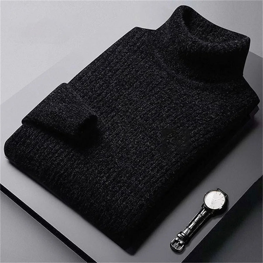 2026 New Men's Thick Warm Sweater Winter Knitted Turtleneck Pullovers Male High Neck Solid Slim Fit Soft Sweaters for Men Tops