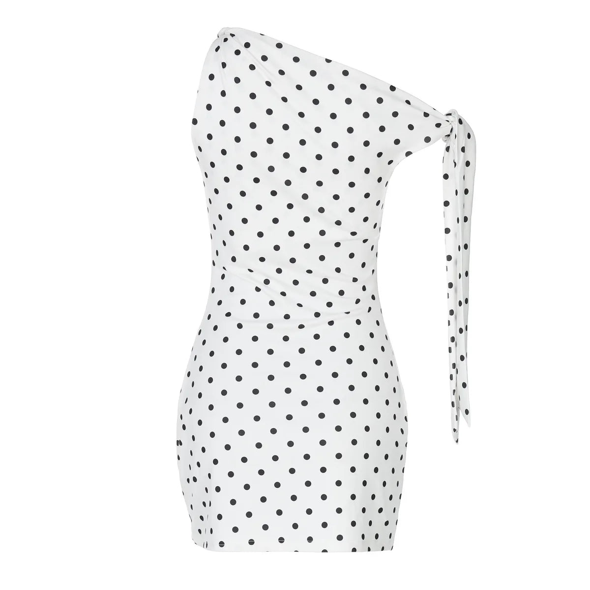 Summer Holiday Sexy Polka Dot Backless Asymmetrical Mini Dresses Strapless Lace-up Sleeveless Slim Fit Dress Vintage Party Dress