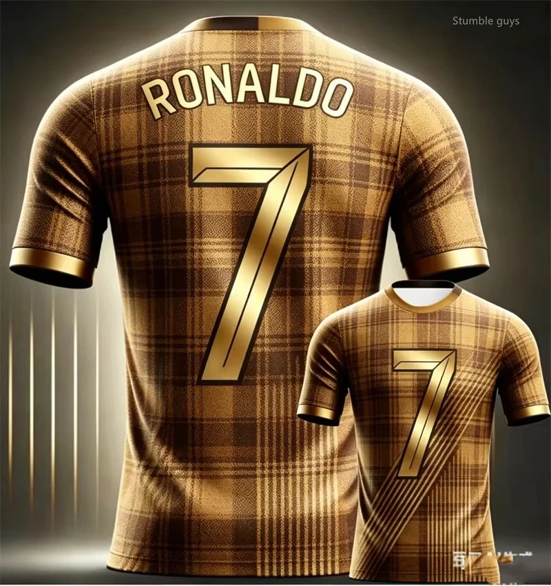 Kids Boys Summer Family Style Men s Lightweight Sports Ronaldo Soccer Short Sleeve T Shirt Casual Jersey Tee for Street Training