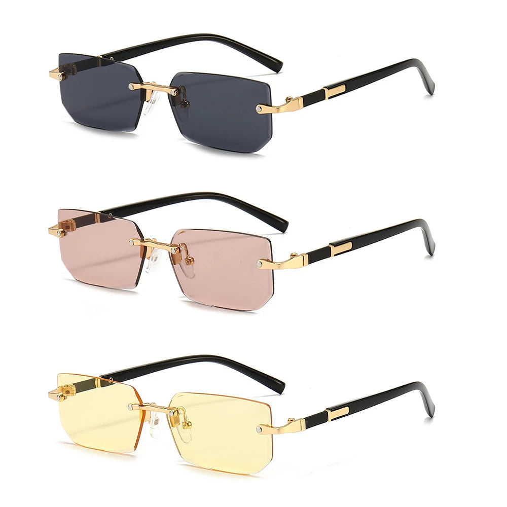 Rimless Rectangle Fashion Sunglasses نظارات شمسية مستطيلة بدون إطار