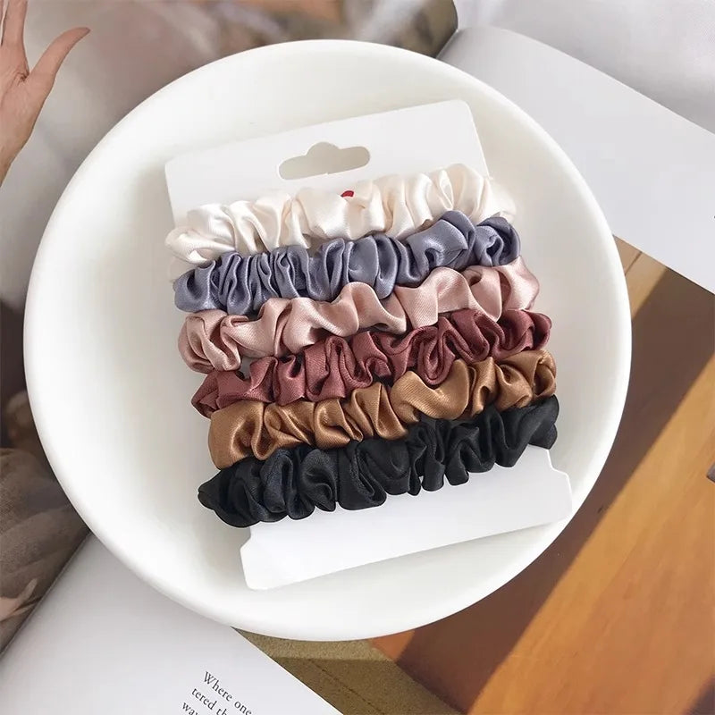 6PCS Minimalist Silk Hair Loop Set – Elegant Ponytail Bands