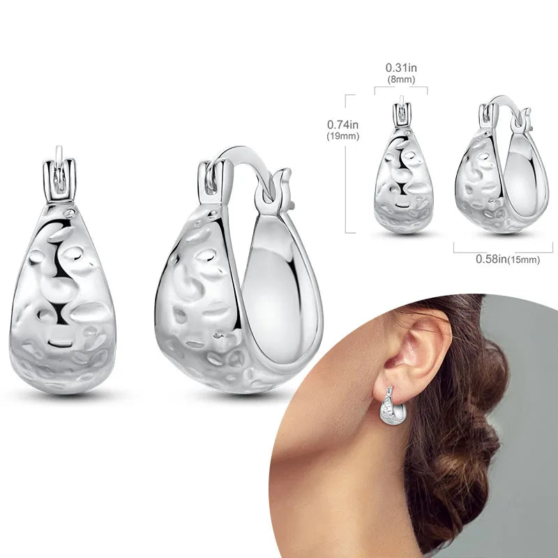 925 Sterling Silver Hoop Earrings with Zircon