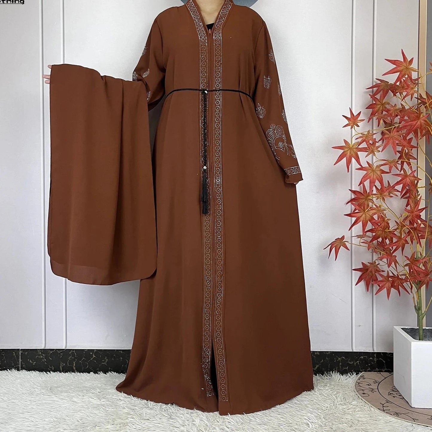 New arrival Style Women Elegant Dress Long Sleeves Open Abaya for spring season, Ramadan, Eid celebrations