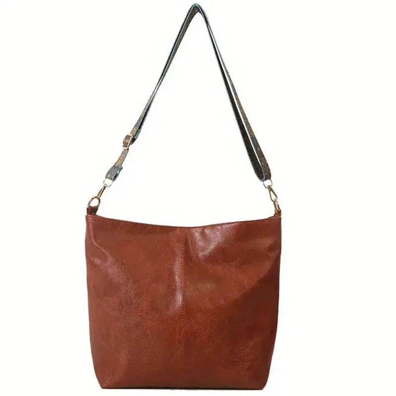New high-end texture retro handbag bucket bag for men and women, large capacity crossbody bag