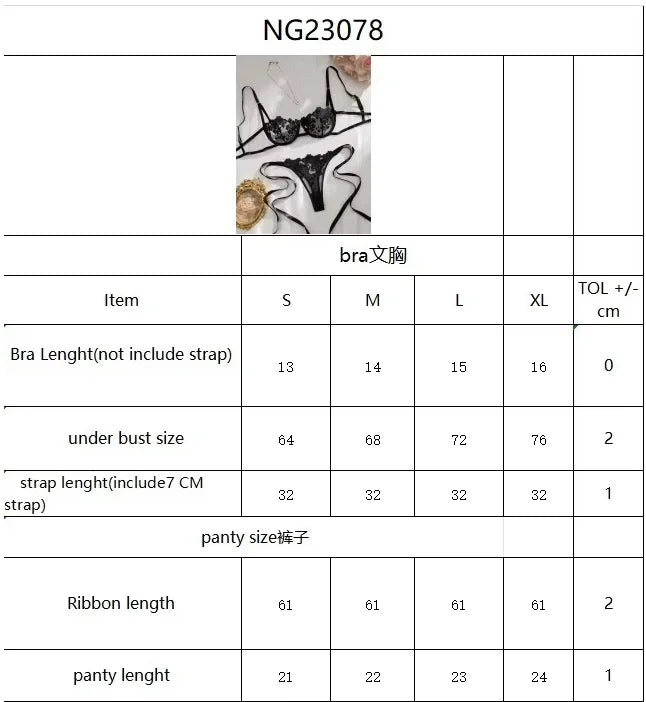 Women 2 Piece Lingerie Set Gold Floral Embroidery Sheer Mesh Balconette Bra and Panty Set Ribbon Tie Sides