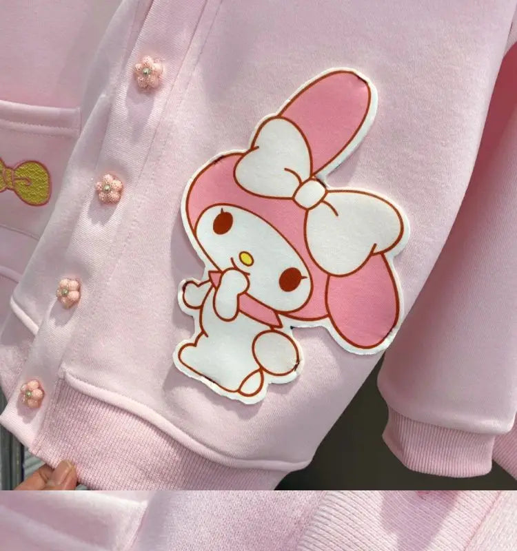 Spring Autumn Children Sanrio Cinnamoroll Knitted Cardigan Teen Girls Cartoon Kuromi Sweater Coat Kids Cute Single Breasted Top