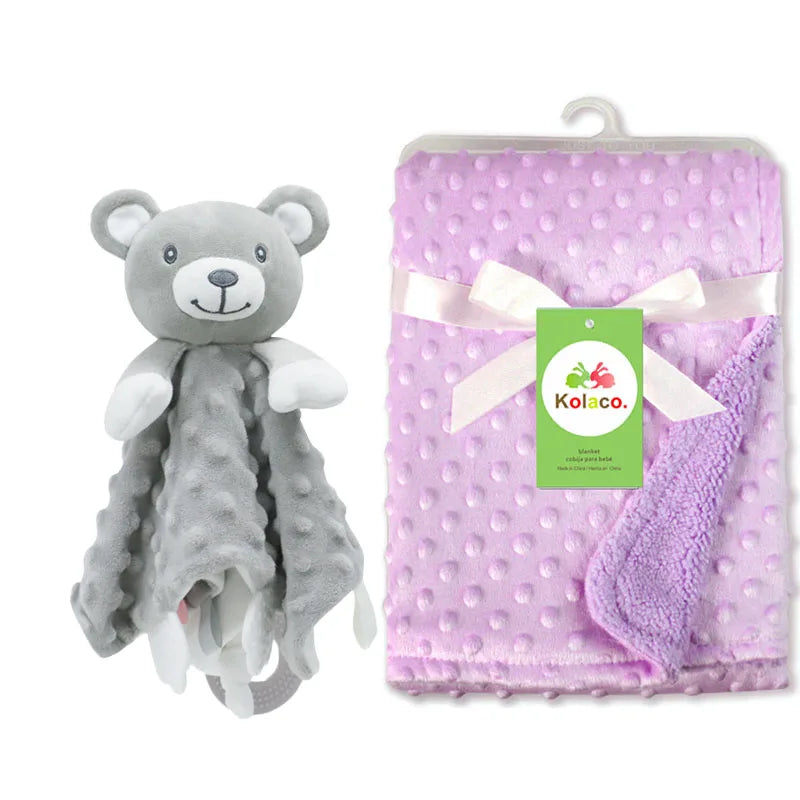 Newborn Baby Blanket with Name Custom Stroller Sleeping Dolls Animal Security Towel Gift Set for Baby Shower Gifts