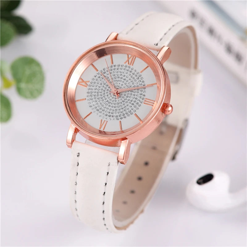 Fashion Arabic Dial Women's Watch Casual Leather Band Analog Quartz Watches