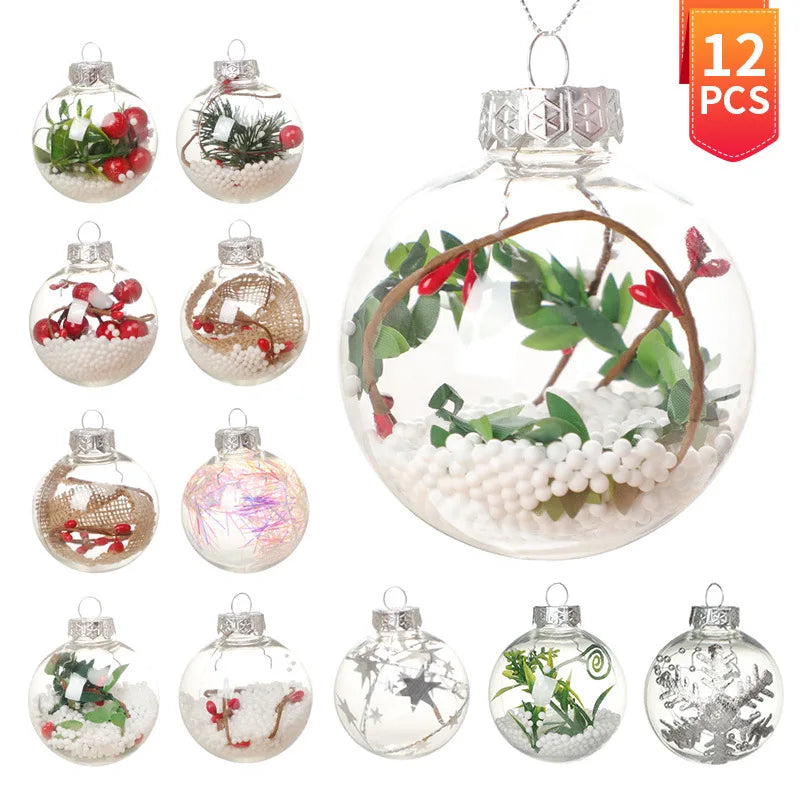 12/16pcs Christmas Hanging Balls, 2.36in Hollow Pearl Balls for Xmas Hanging Tree Pendants Home Wedding Party Decor