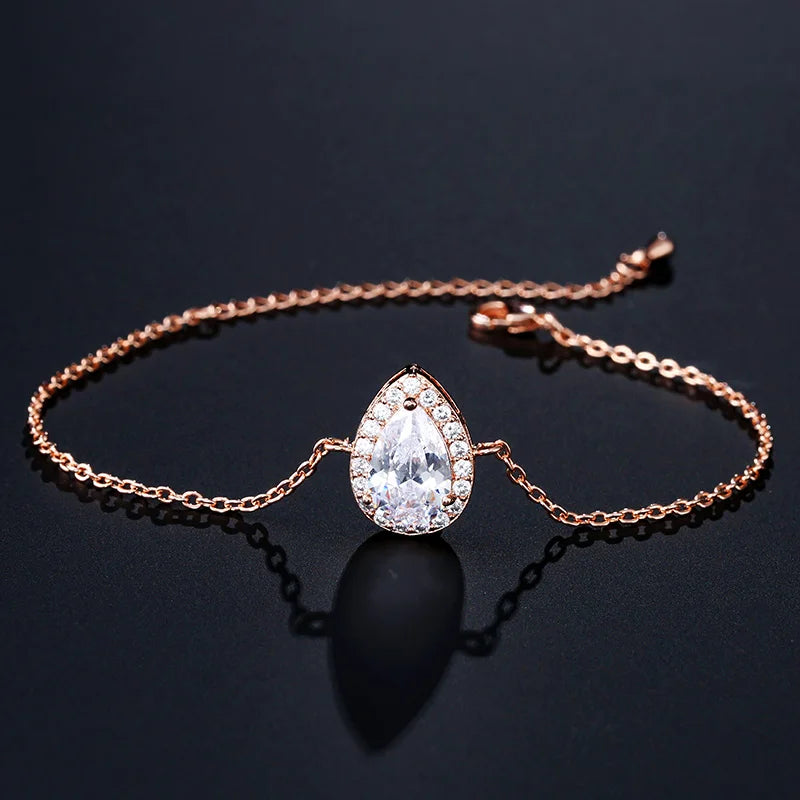 ZAKOL Classic Water Drop Zirconia Wedding Jewelry Set for Women Shiny AAA Cubic Zircon Earrings Necklace Jewelry Sets Gift