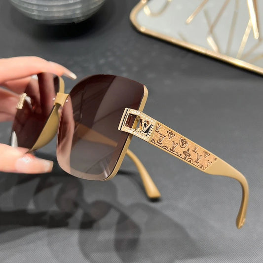 Polarized Square Sunglasses Women Trendy Luxury Sun Glasses New 2026 Vintage Leather Print Glitter Eyewears UV400 Gafas De Sol