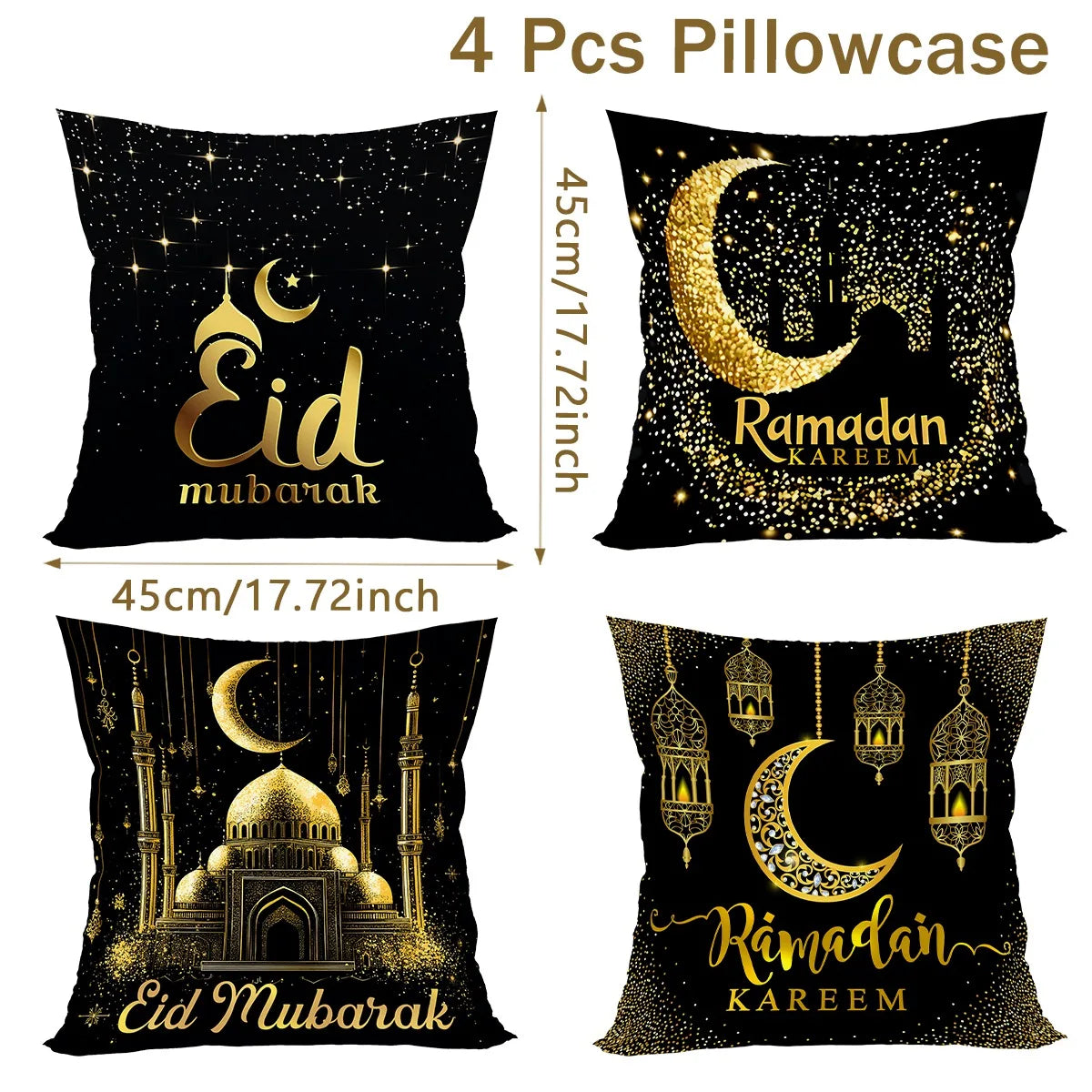 2026 Ramadan Kareem Pillow Cover Set – 4PCS Islamic Sofa Decor
