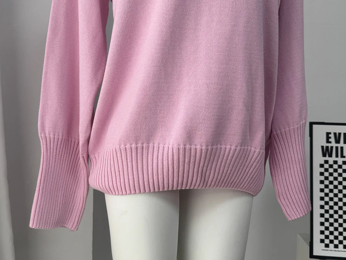 Women's Casual Solid Cotton Pullovers O-Neck Long Sleeve Warm Loose Knitted Top Female Autumn Winter Basic Soft Sweater