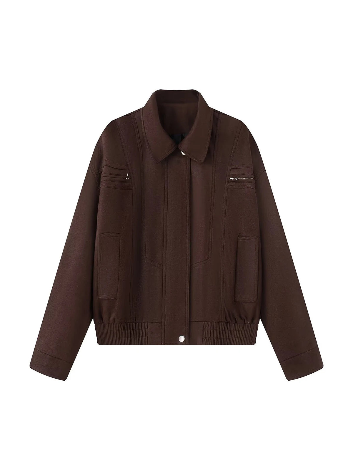 Vintage Women Leather Jacket 2026 New Autumn Winter Solid Zipper Lapel Collar Short Coat Long Sleeve Pockets Fashion Outerwear