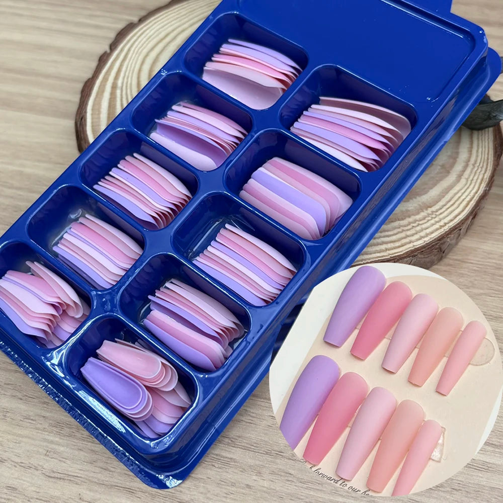 120Pcs Long Coffin False Nails Mixed Color Press On Nails Acrylic Manicure Extension Artificial Square Full Cover Fake Nail Tips