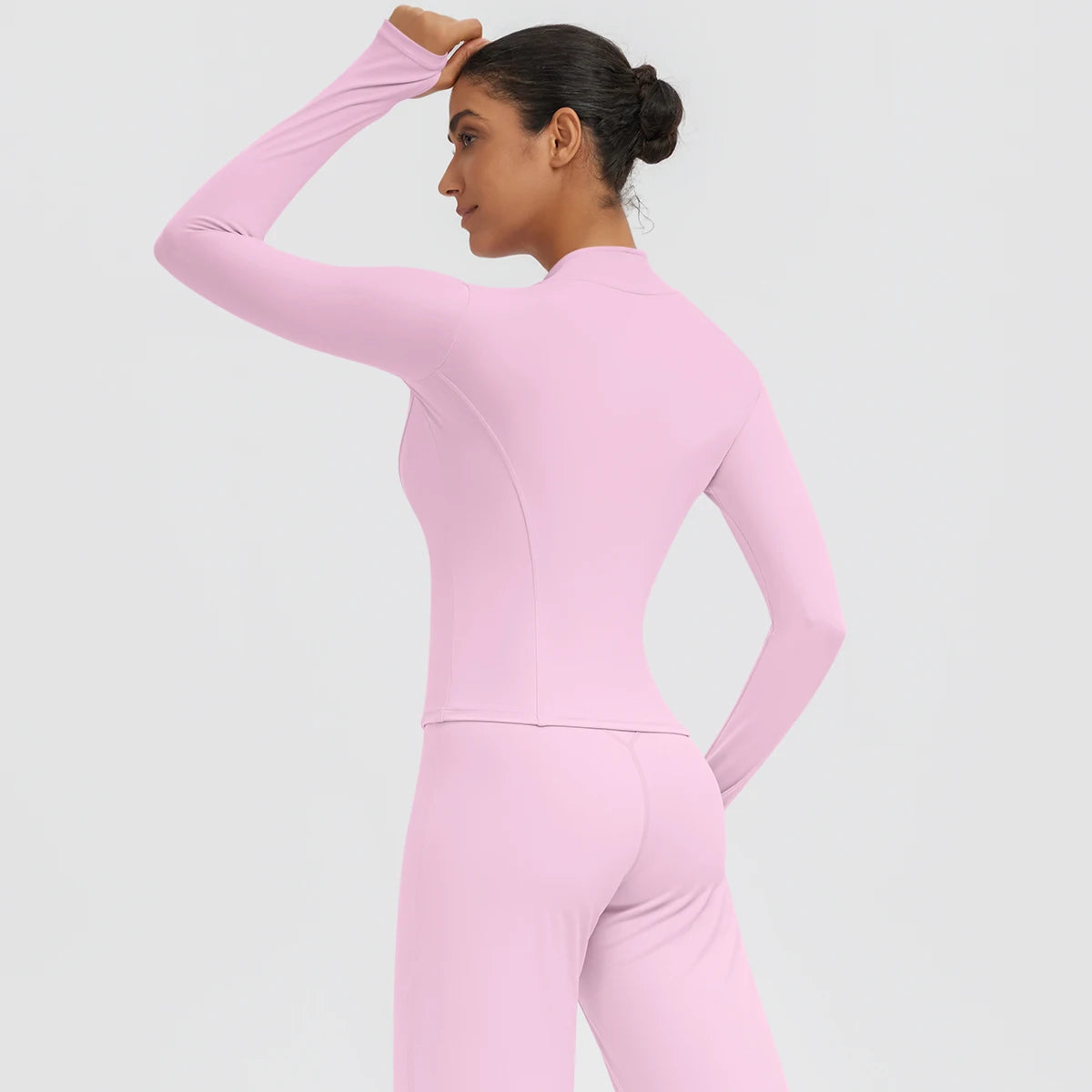 New Women's Stand-Up Collar Yoga Jacket Summer Fitness Sports Solid Color Workout Top Yoga Zipper Long Sleeves Sports Top Coat