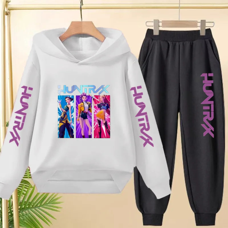 Kids Hot-selling Hoodie Golden Korean Wave Girl Group Cartoon Sweatshirts+Pants Boys Girls Toddler Sports Top 3-12Yrs Casual Set