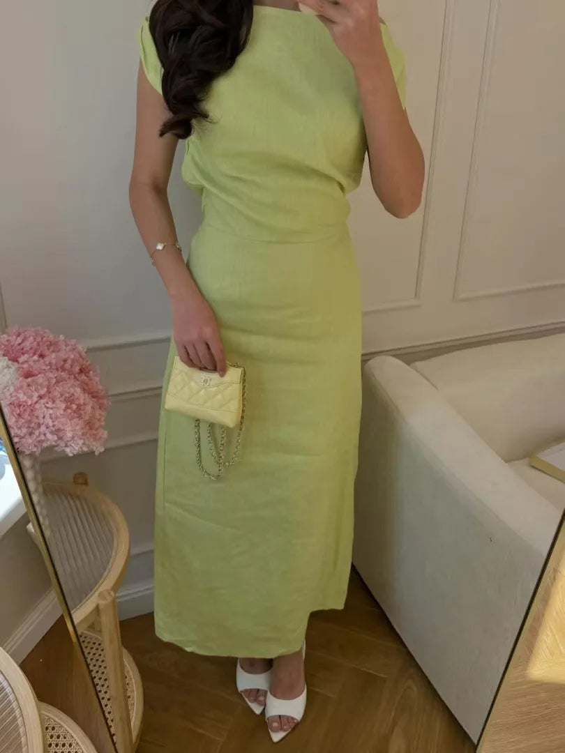 Elegant Solid One Shoulder Dresses Lady Skew Collar Waist-cinching Sleeveless Long Dress 2026 Women New Party Club Gowns