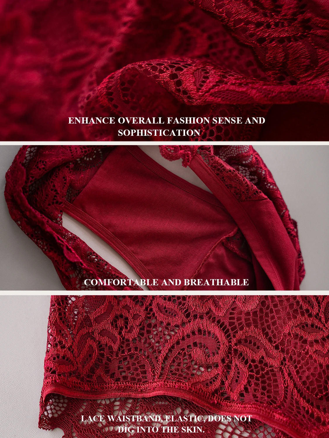 7PCS Elegant Lace Floral Underwear Solid Color Comfortable Cotton Panties Sexy Briefs Mature Female Lingerie Change Everyday