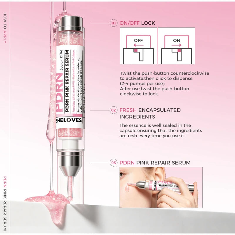 PDRN Salmon Repairing Serum 50ml Hyaluronic Acid Collagen Lifting Firming Hydrating Essence Portable Skin Barrier Care Serum