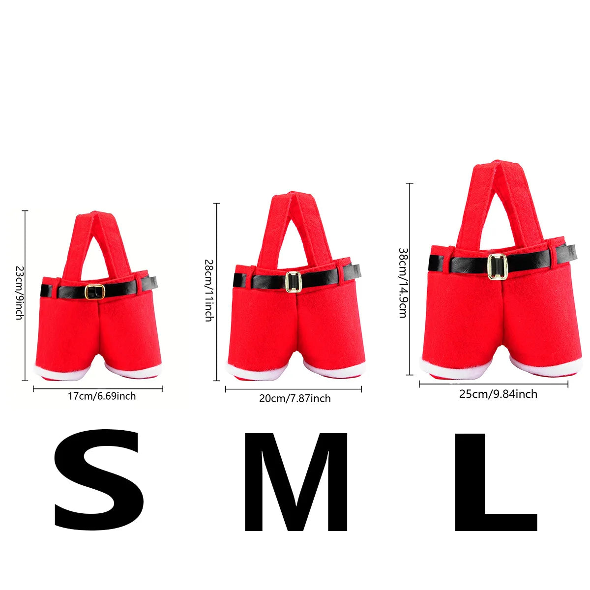6pcs Festive Red Santa Pants Style Candy Bags, Christmas Reindeer Gift Pouches, Small Size, for New Year & Holiday Gift Wrapping