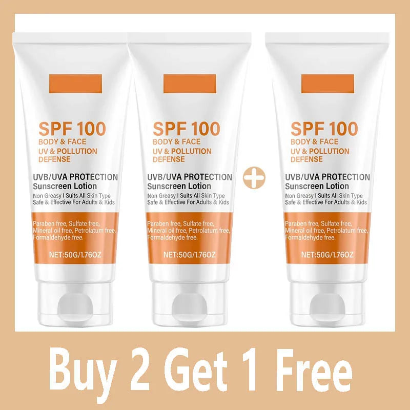 Face & Body Sunscreen SPF 100+ – UVA & UVB Protection