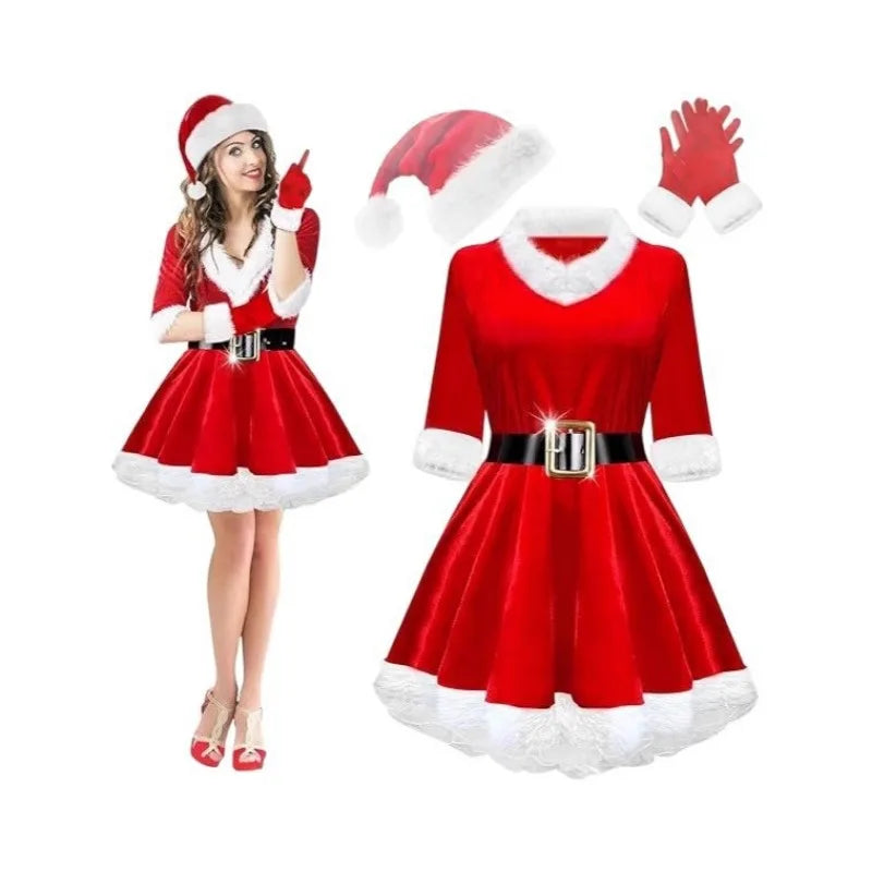 Santa Claus Costume Stage Costume Christmas Clothing Adult Women's Clothing Festive Party Dress Up
