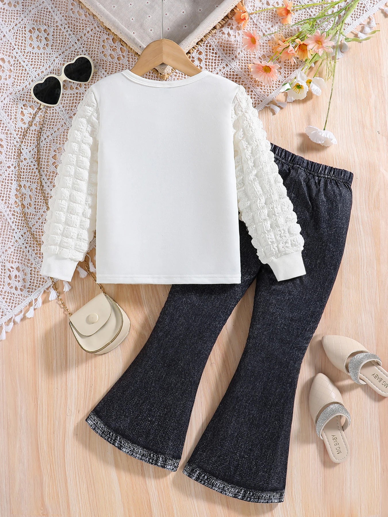 Girls’ Spring & Autumn Fashion Set – Cartoon Top & Slim Pants