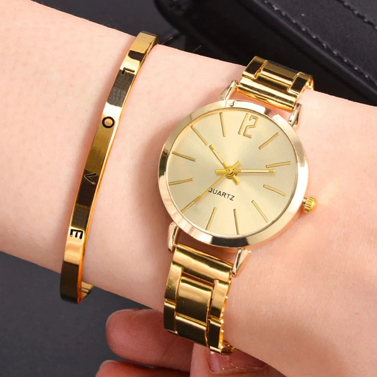 Watch Luxury Women Simple Dial Hollow Strap Fashion Gold Bracelet Quartz Wristwatch Student Ladies Watches Reloj Mujer