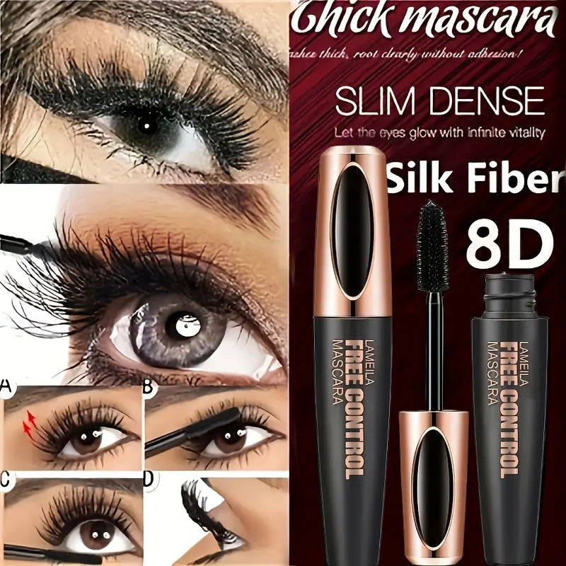 8d Silk Fiber Eyelash Mascara Waterproof Thick Lengthening MascaraCurling Long Black Extension