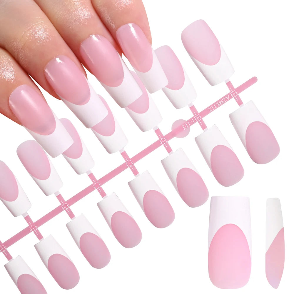 120PCS French Press On Nails – Medium Long Square Acrylic Nails