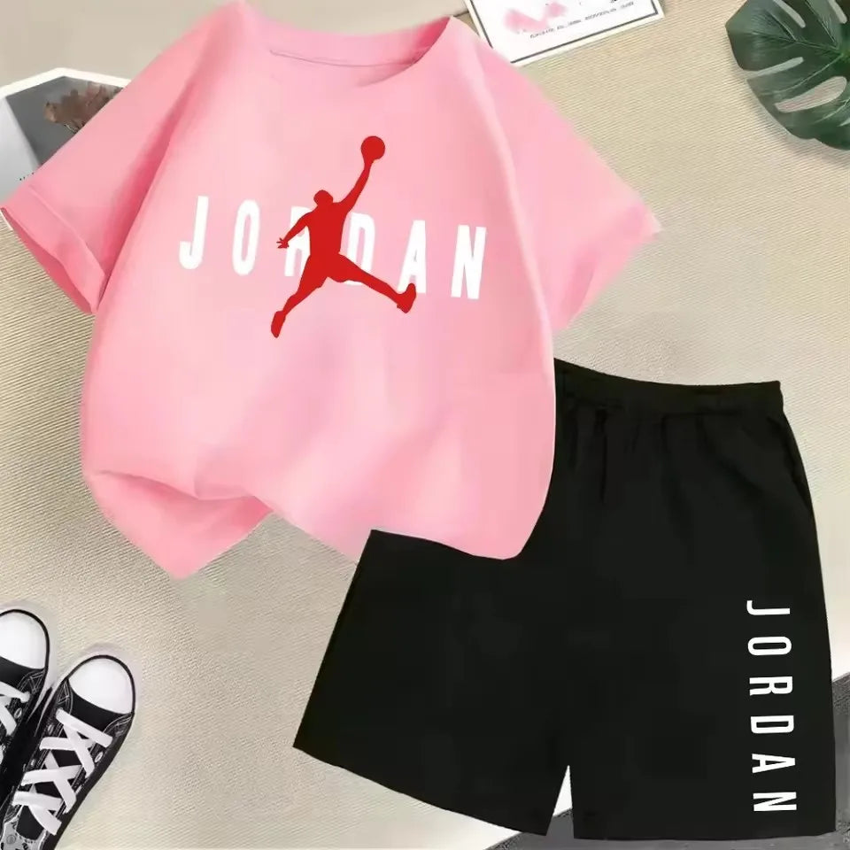 Summer Short Sleeve Children Set Slam Dunk Master Pattern Print Sports T-shirt+Shorts 2pcs Set Kids Boys Girls Fashion Tracksuit