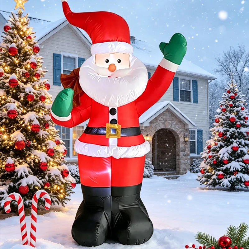 180CM Christmas Inflatable Wall-Climbing Elderly Figure Seated Gift Hat Christmas Tree Decoration Outdoor Garden Ornament