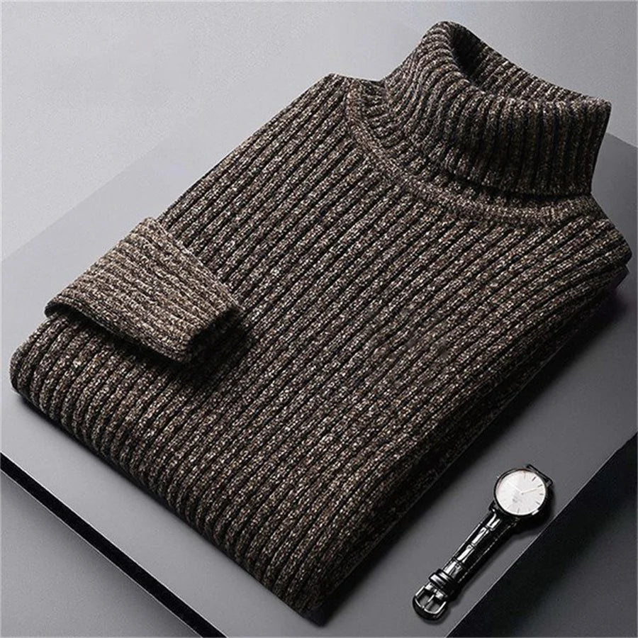 2026 New Men's Thick Warm Sweater Winter Knitted Turtleneck Pullovers Male High Neck Solid Slim Fit Soft Sweaters for Men Tops
