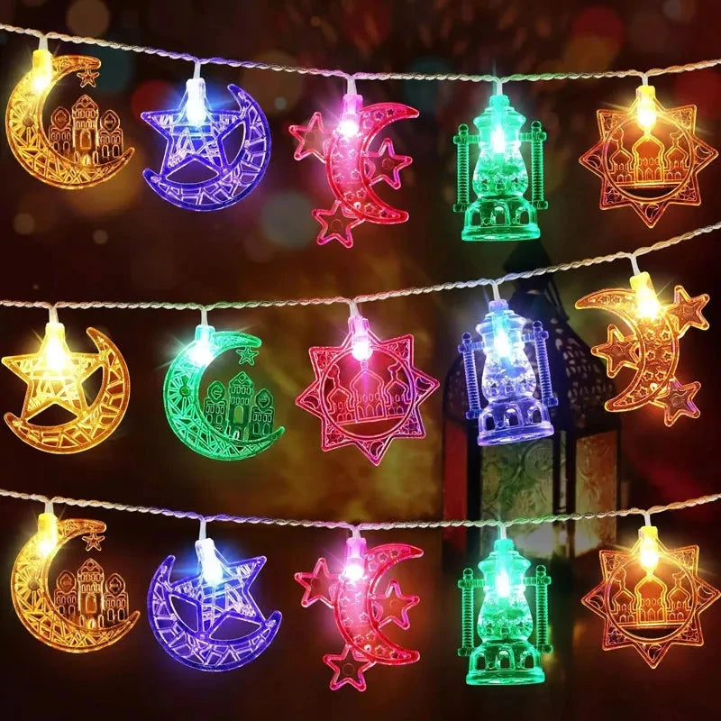 Ramadan Moon, Star & Lantern LED String Lights – 1.5M (10 LEDs)