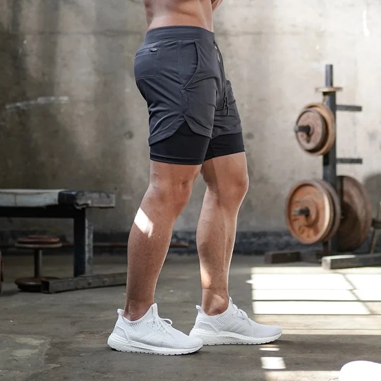 Men Running Shorts Camo Gym Sports Shorts 2 in 1 Quick Dry Workout Fitness Training Jogging Short Summer with Pocket Men Shorts