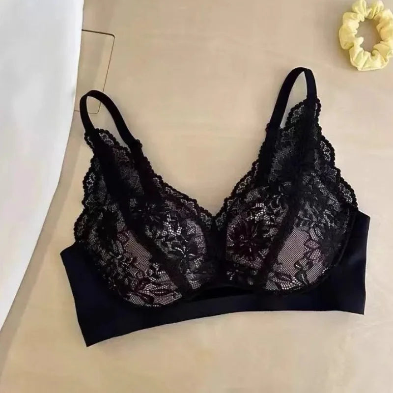 Французское кружевное белье с глубоким вырезом (French Lace Lingerie Deep V Bra), Сексуальный бюстгальтер без бретелей, Комплект
