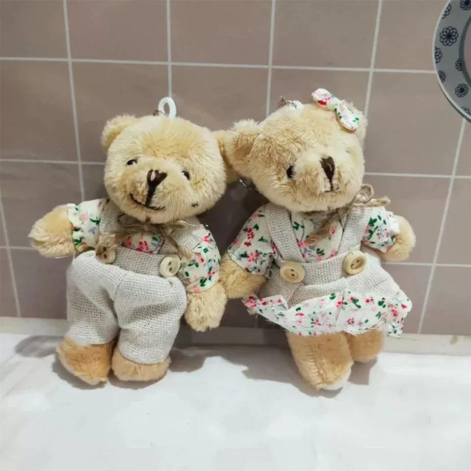 ZAKOL Cute Wear Clothes Bear Plush Toy Cartoon Rabbit Pendant Doll Keychain Backpack Car Bag Decoration Key Ring Girls Gift