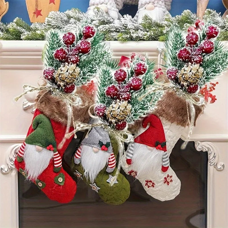 10 Rustic Cedar Branches with Faux Berries And Holly - Durable Plastic Christmas Ornaments, Fireplace Garlands, Vine Decorations