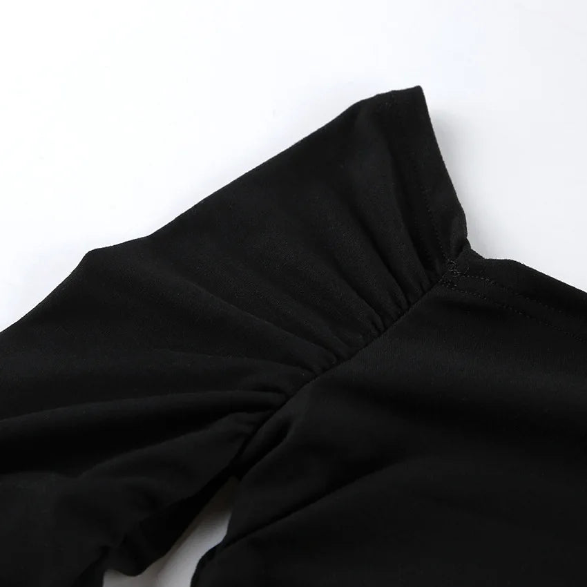BKLD New 2026 Spring Elegant Black Dress Sexy Backless Slim Fit Long Sleeve Off The Shoulder Dress Party Clothes For Women