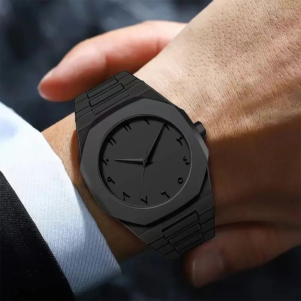 New Simple Black Men’s Quartz Watch – Silicone Strap