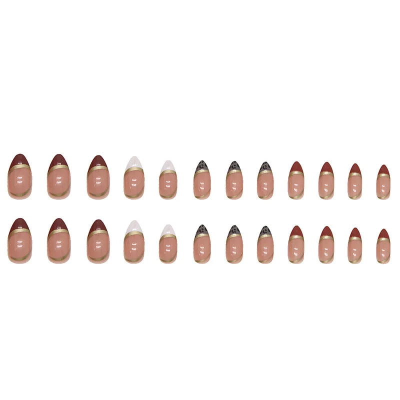 Leopard Print Pink Gradient Press-On Nails – 24PCS