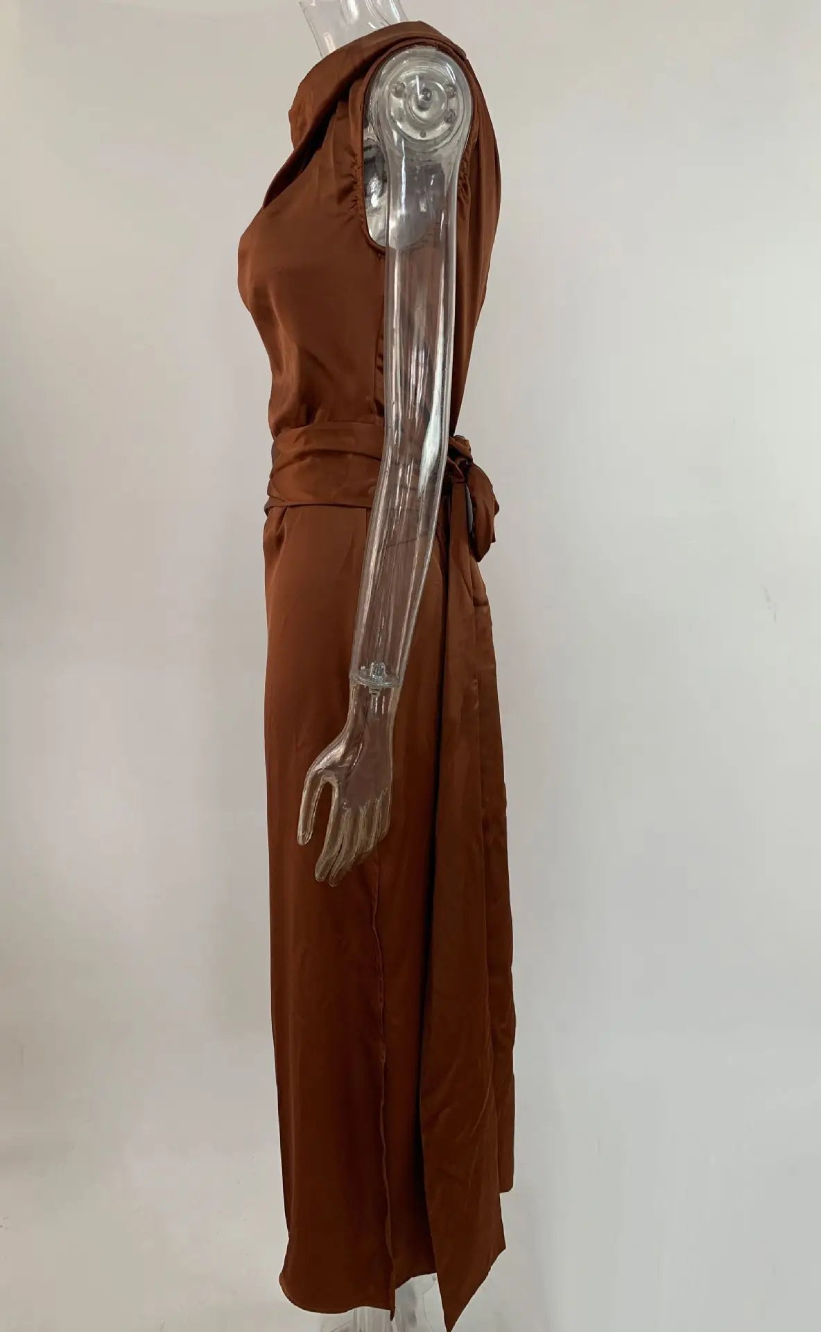 Elegant Satin Backless Spliced Floral Evening Gowns For Women Chic Sleeveless High Slit Slim Dresses Summer Holiday Party Dress
