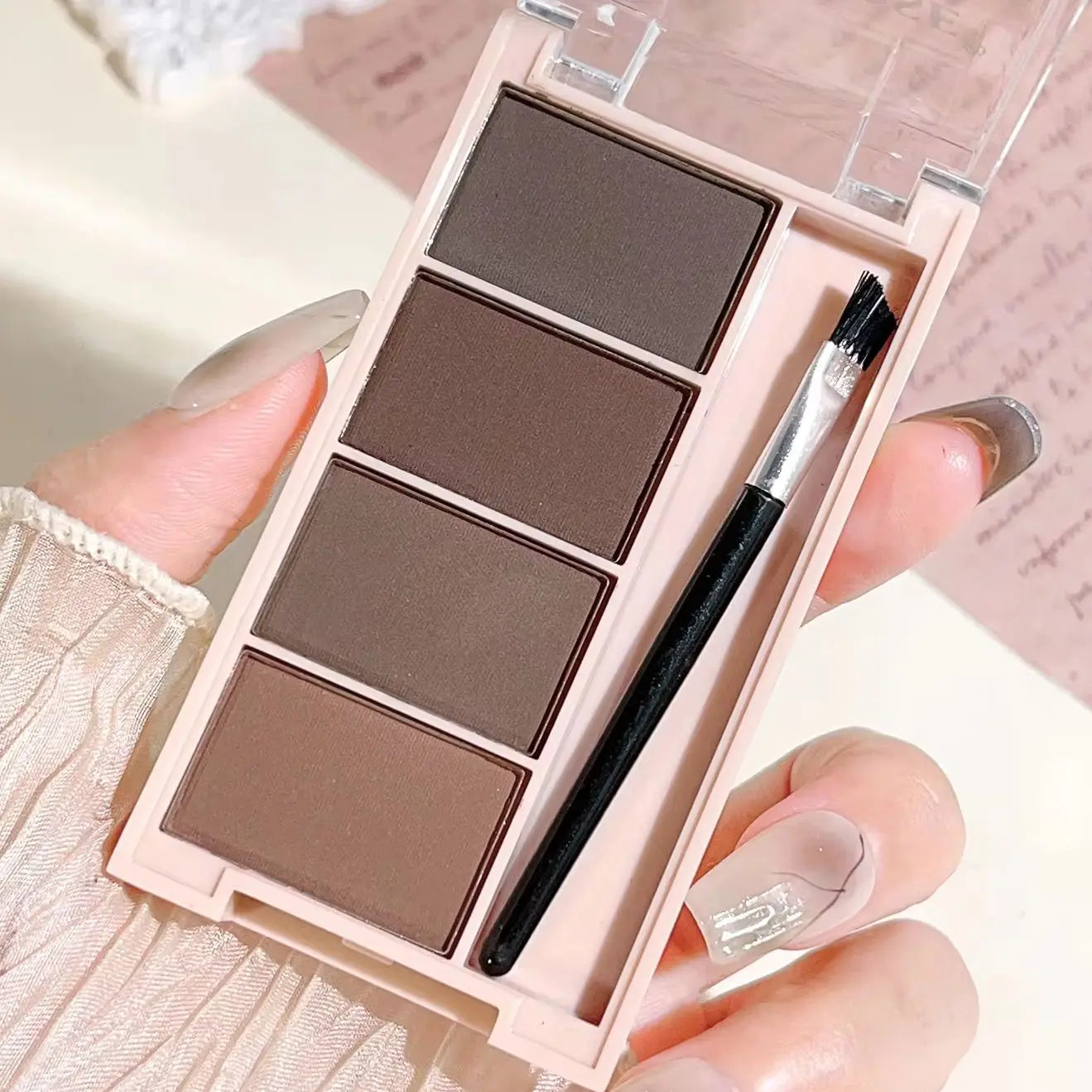 4-Color Eyebrow Powder Palette with Brush